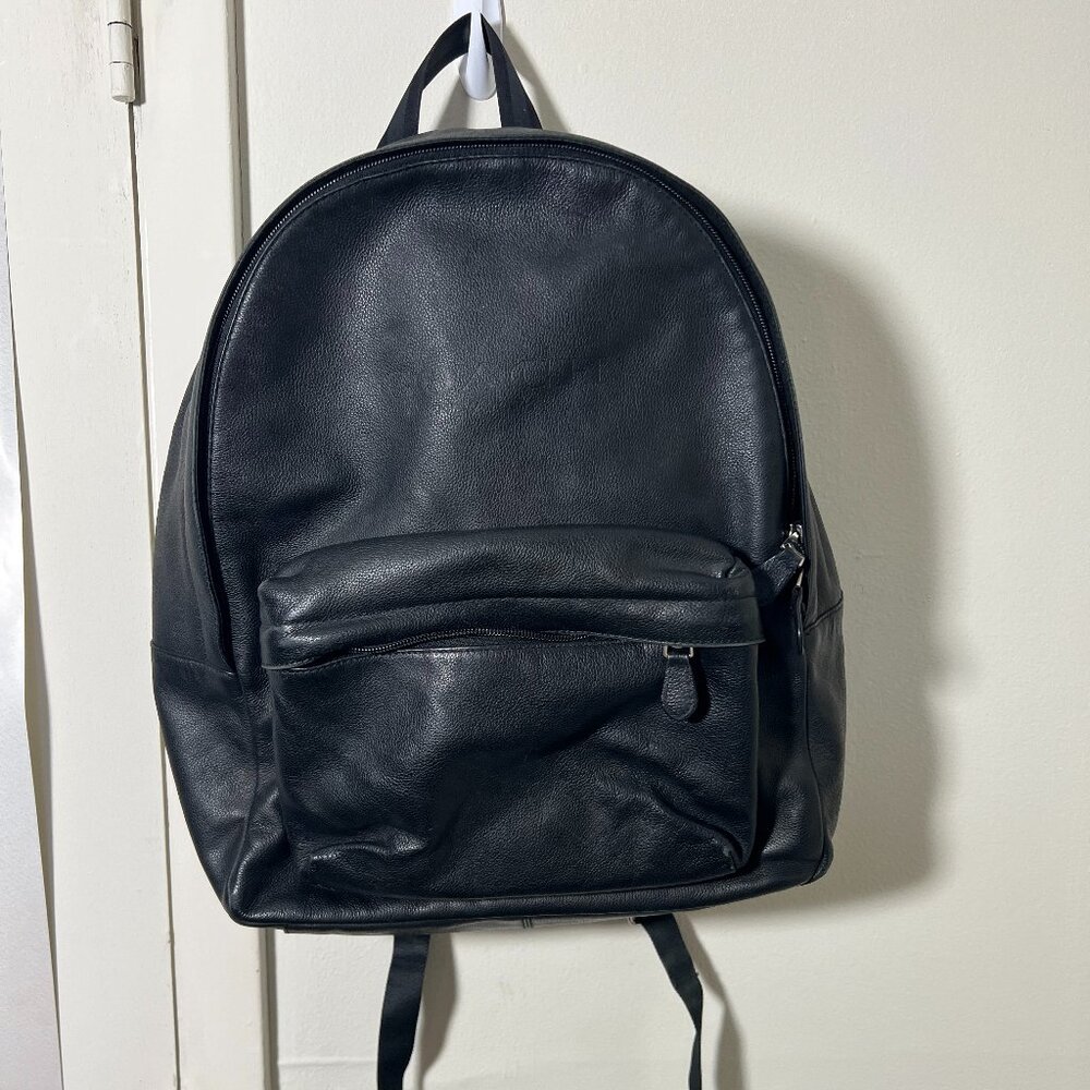 Sleek Black Leather Coach Backpack - Where Style Meets Functionality!